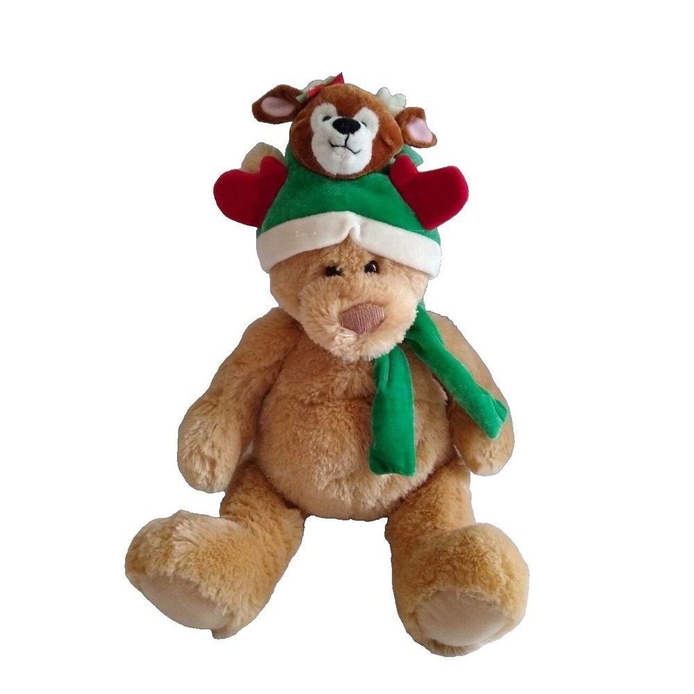 Gund Heads & Tales Christmas Bear Hat Scarf Reindeer Style # 45180 Plush Toy
